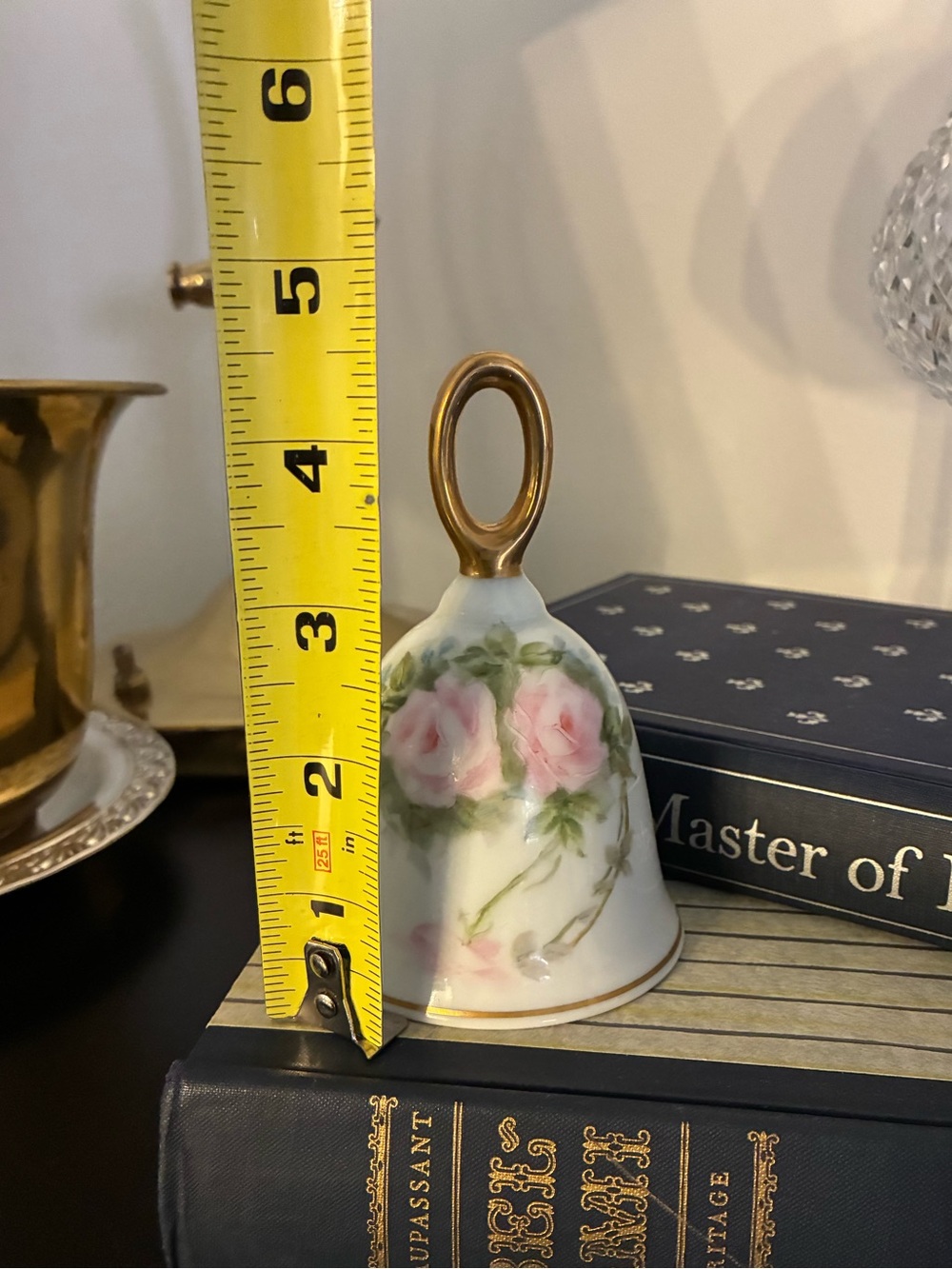 Vintage Porcelain Bell | Pink Rose Cottagecore Grandmillennial Feminine Decor - Picture 8 of 9